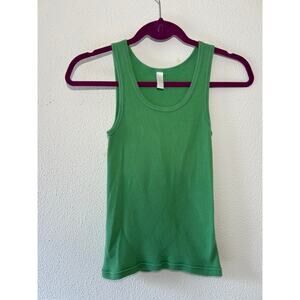 J Crew Women's Green Ribbed Tank Top